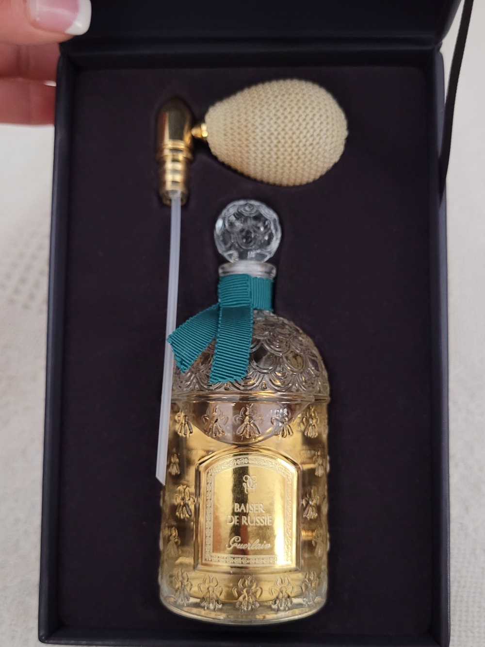 Guerlain Baiser de Russie Women’s Perfume - Gold Bottle with Teal Ribbon
